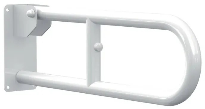 Maniglione di sostegno ribaltabile 60 cm per disabili in acciaio bianco