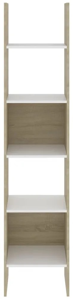 Libreria Bianca e Rovere Sonoma 40x35x180 cm Legno Multistrato