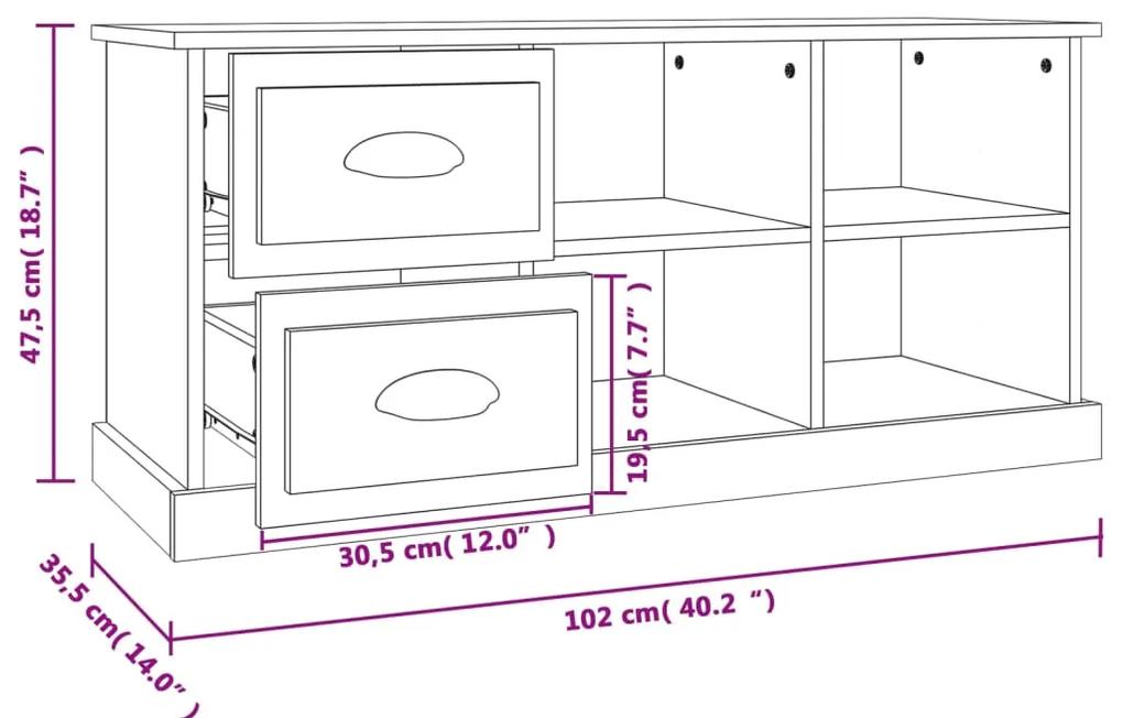Mobile Porta TV Bianco 102x35,5x47,5 cm in Legno Multistrato