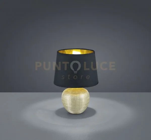 Luxor lampada tavolo base ceramica oro e paralume nero interno oro ...