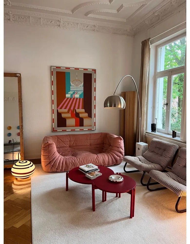 Tavolino rotondo rosso in legno di pino ø 80 cm Sticks - Karup Design