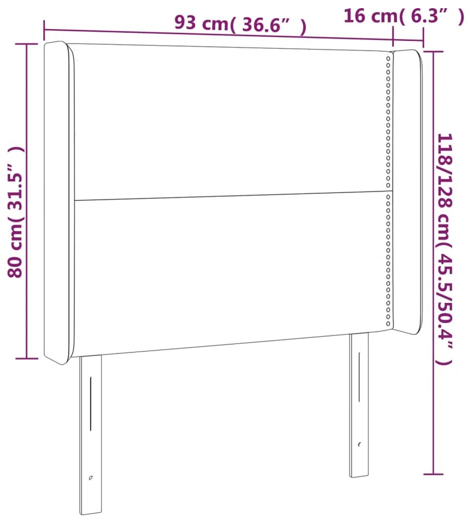 Testiera ad Orecchio Nera 93x16x118/128 cm in Similpelle