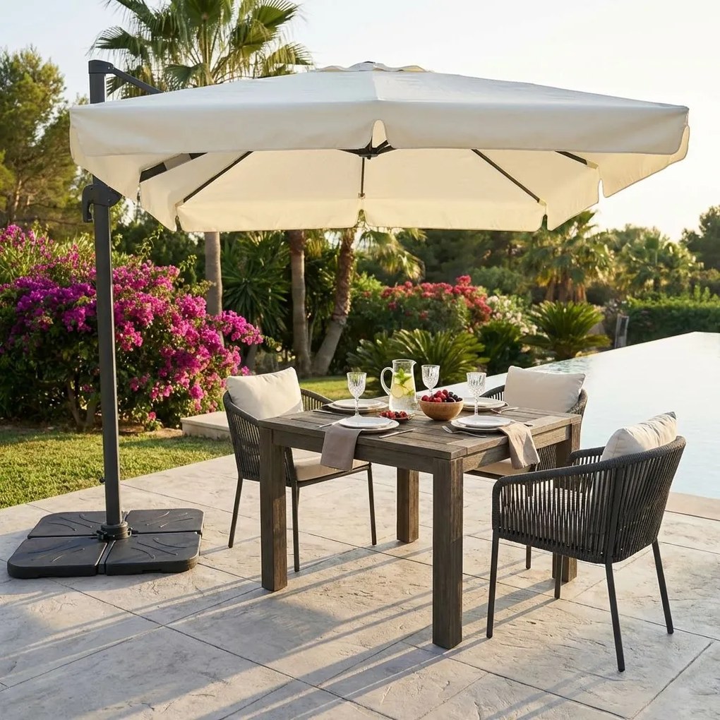 BACTRUS - ombrellone da giardino decentrato 3 x 3 m