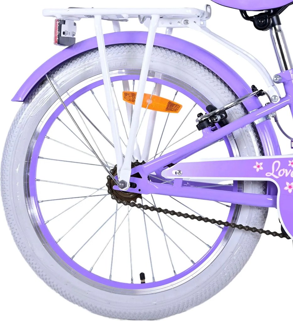 Bicicletta per Bambine 20" Freni Vbrake Cambio Shimano 7 Marce e Cavalletto con Cestino e Portapacchi Viola...