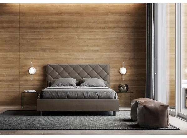 Letto matrimoniale contenitore imbottito 160x190 similpelle cappuccino Priya