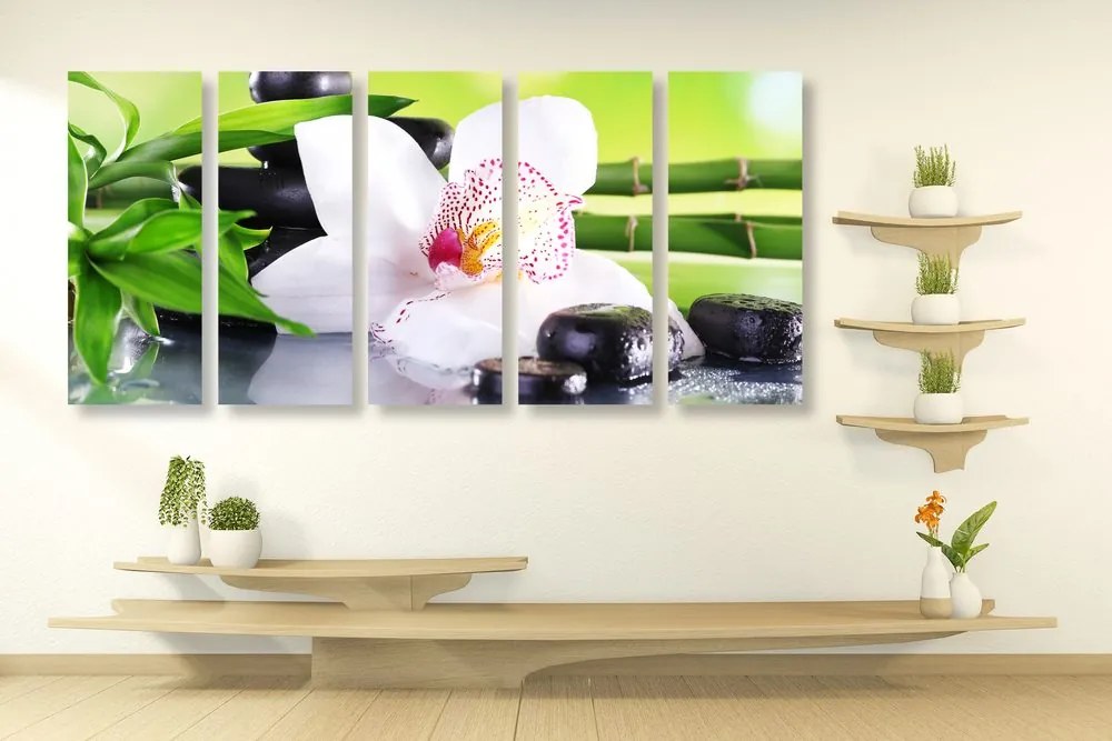 Quadri 5 pezzi – Orchidea giapponese