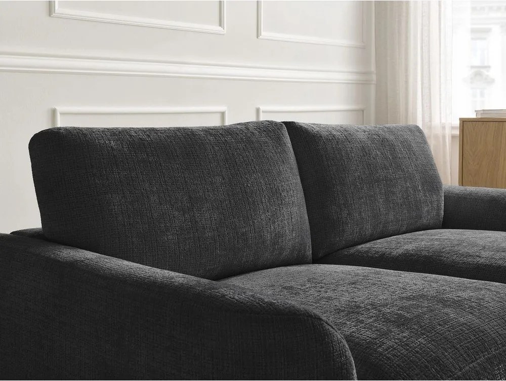 Divano angolare nero (con penisola a destra/con chaise lounge) con rivestimento in ciniglia Leonore – Bobochic Paris