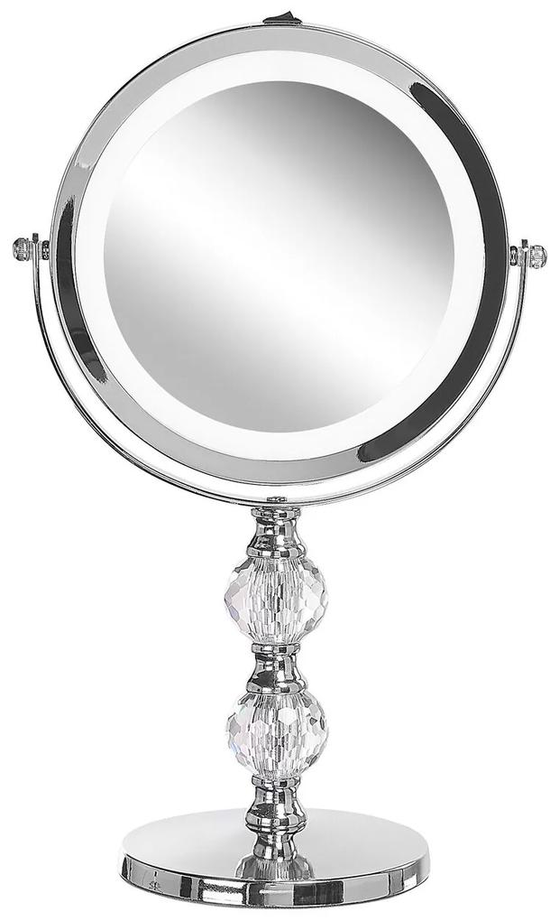 Specchio da tavolo LED argento ø 18 cm CLAIRA Beliani