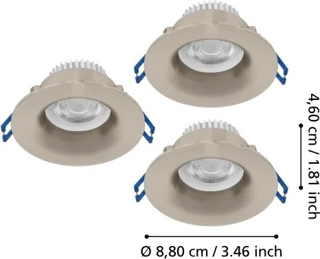 Eglo 902276 - Set da 3 faretti da incasso per bagno SALABATE LED/4,9W/230V Ø 8,8 cm IP65 cromo