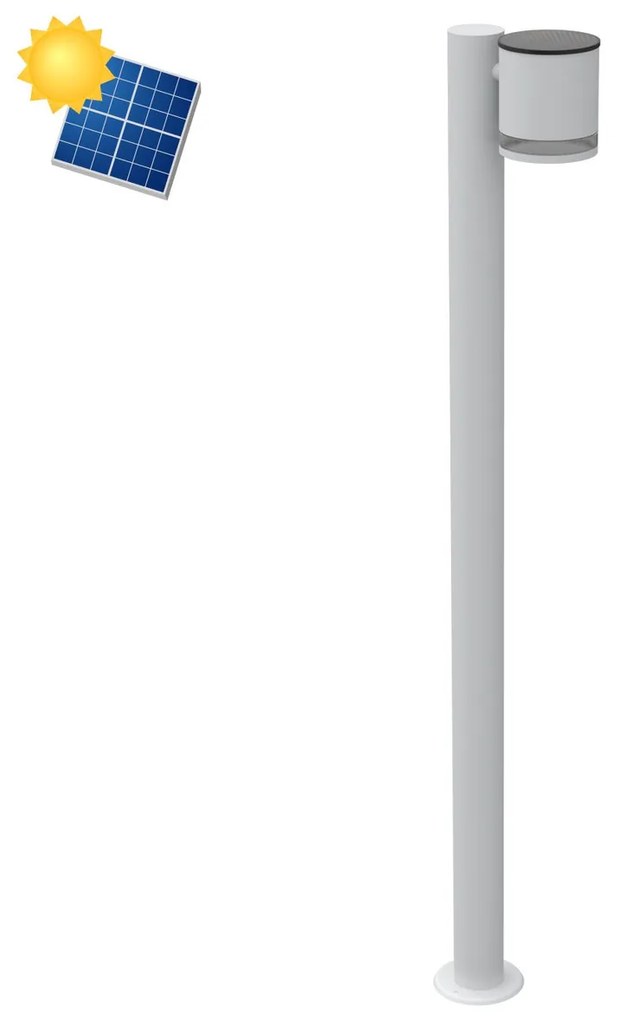 Paletto da Giardino Solare Bianco da 100cm IP54 in Alluminio Colore Bianco Naturale 4.000K