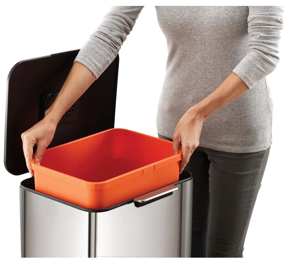 Bidone in acciaio per rifiuti differenziati in argento 60 l Totem Max - Joseph Joseph