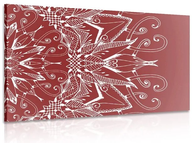 Stampa su tela – Mandala bianco su sfondo bordeaux