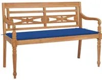 Panca Batavia con Cuscino Blu Reale 120 cm in Massello di Teak cod mxl 44821