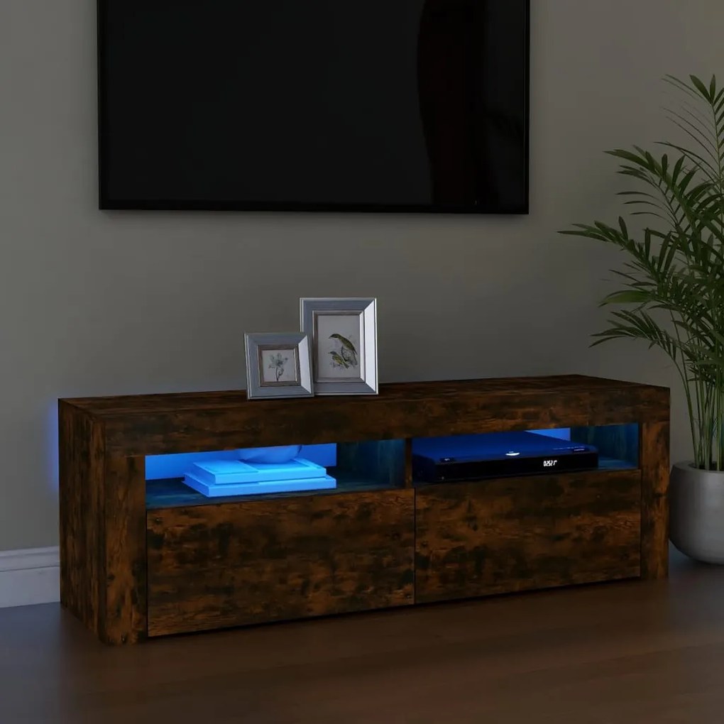 Mobile Porta Tv Con Luci Led Rovere Fumo 120x35x40 Cm /