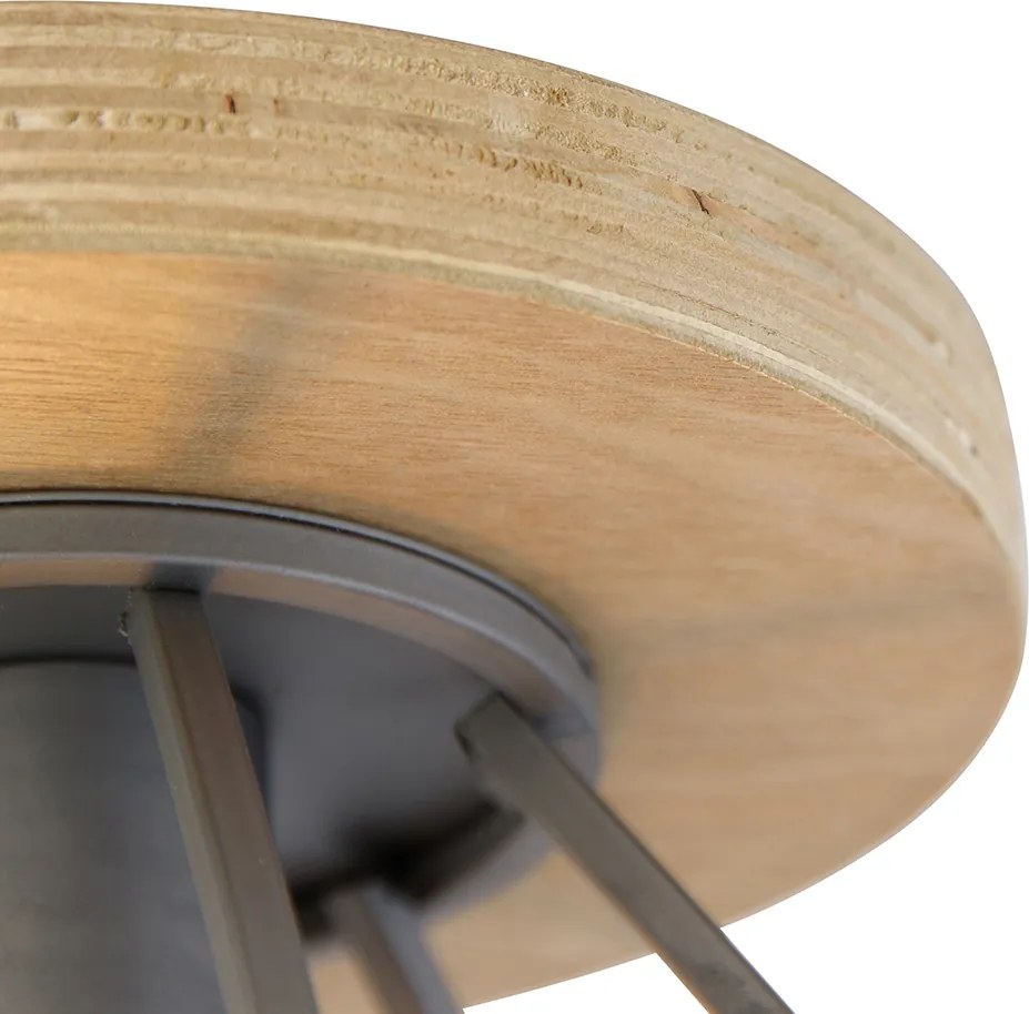 Plafoniera Smart Grigio Scuro con Legno e WiFi E27 - Arthur