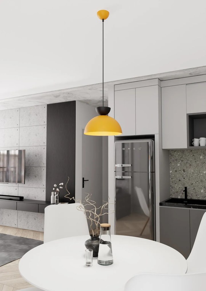 Lampadario Minimal Efesto Acciaio Nero Arancione 1 Luce Gx53 Ip20