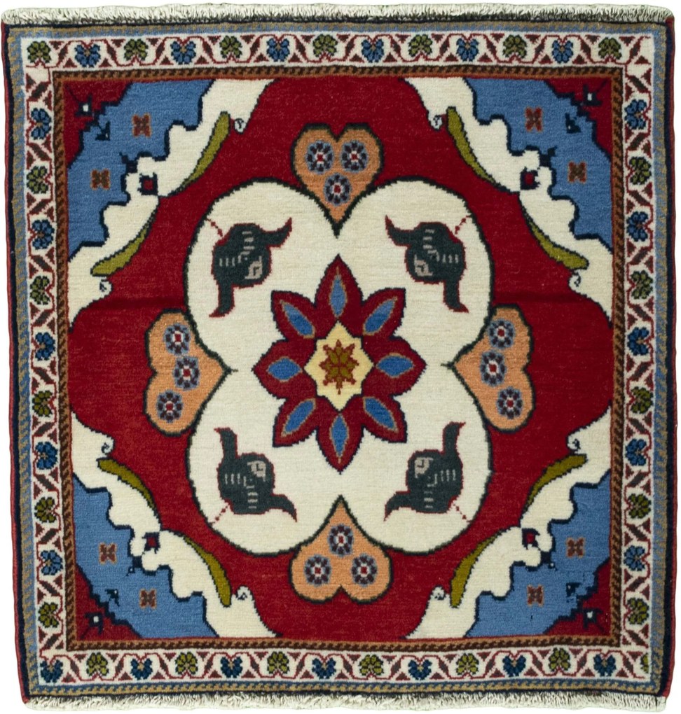 Shiraz Tappeto persiano 60 x 60 Rosso (Iran) Annodato A Mano