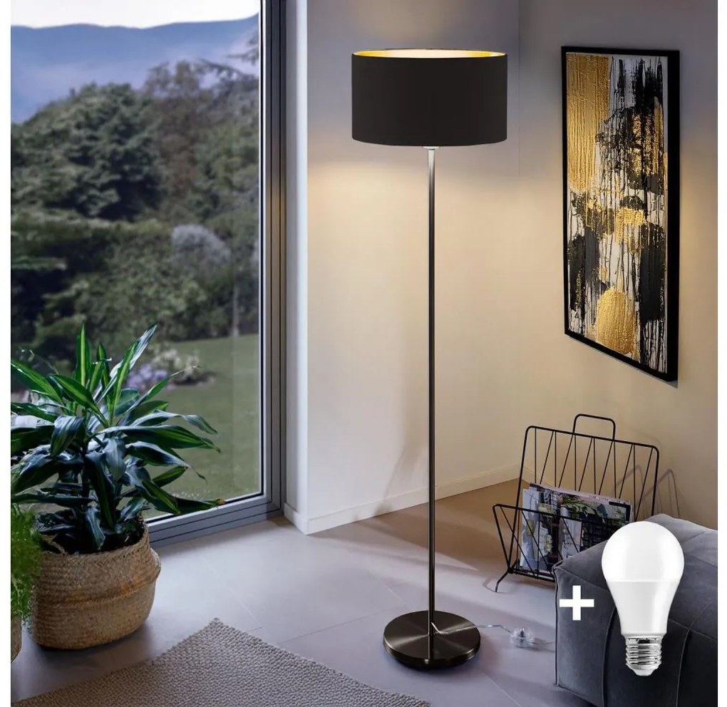 Lampada da terra LED TUNJA 1xE27/20W/230V Ø 38 cm nera
