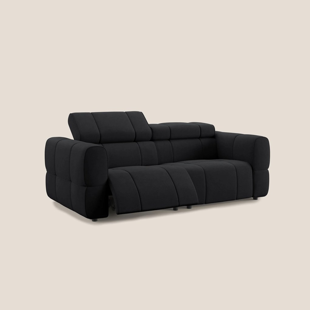 Giotto Divano modulare con opzione relax elettrico in microfibra effetto velluto impermeabile T09