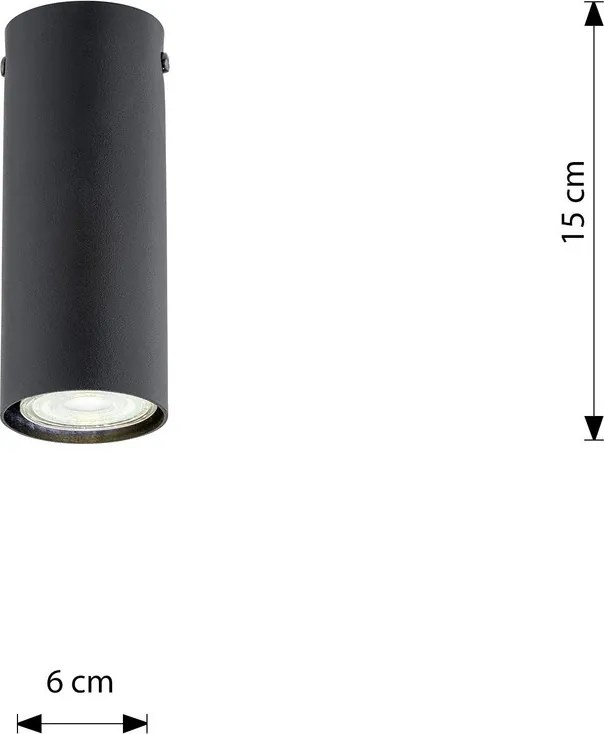 Plafoniera TECNO 1S da soffitto base GU10 Nera