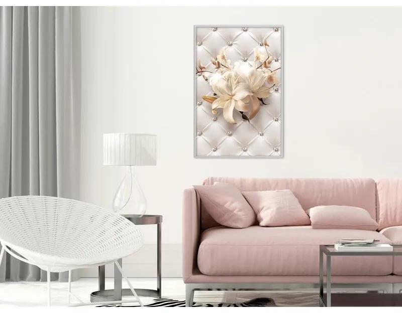 Poster Lilies on Leather Upholstery