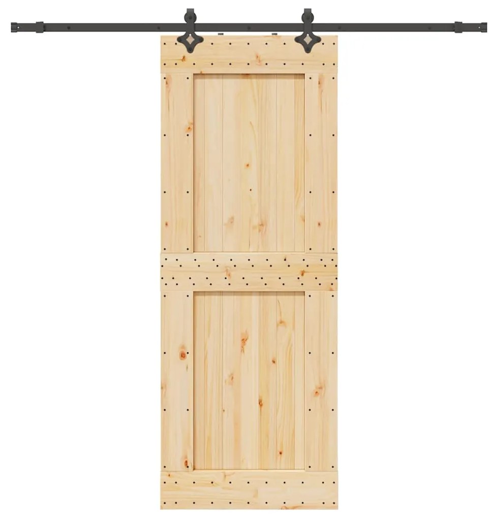 Porta Scorrevole Con Set Hardware 85x210 Cm Legno Massello Pino /