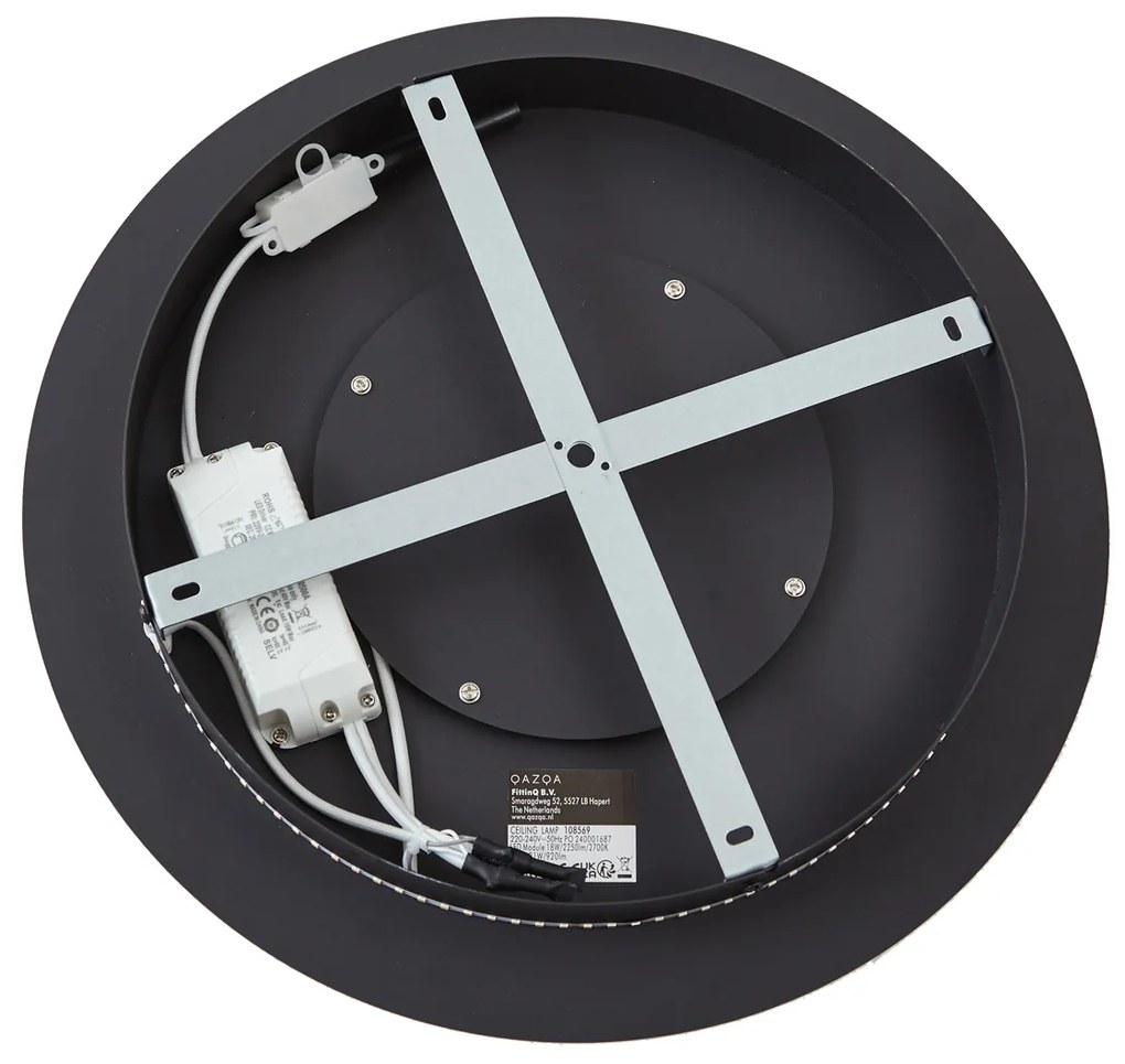 Plafoniera moderna nera 40 cm con LED integrato dimmerabile a 3 fasi - Morning
