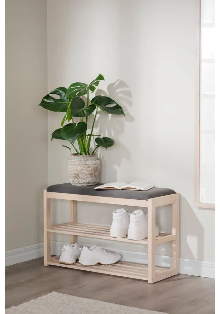 Scarpiera nera in legno di quercia con panca Confetti - Rowico