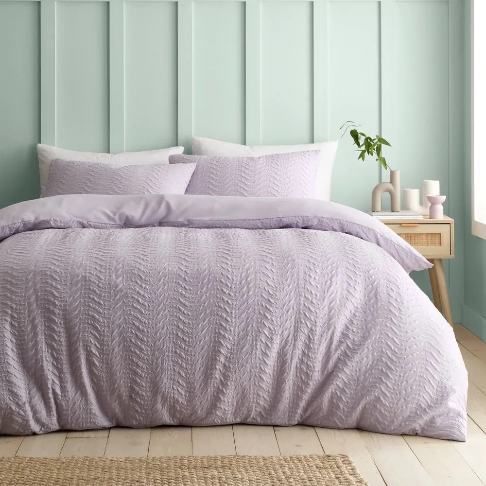 Set copripiumino e federa lavanda in crêpe per letto matrimoniale e per letto esteso 230x220 cm Heatset Wave – Catherine Lansfield