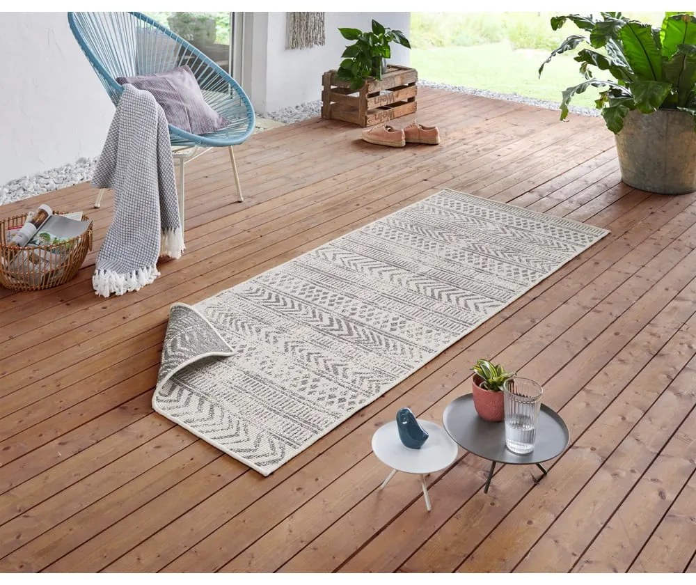 Tappeto da esterno grigio e crema , 80 x 350 cm Biri - NORTHRUGS