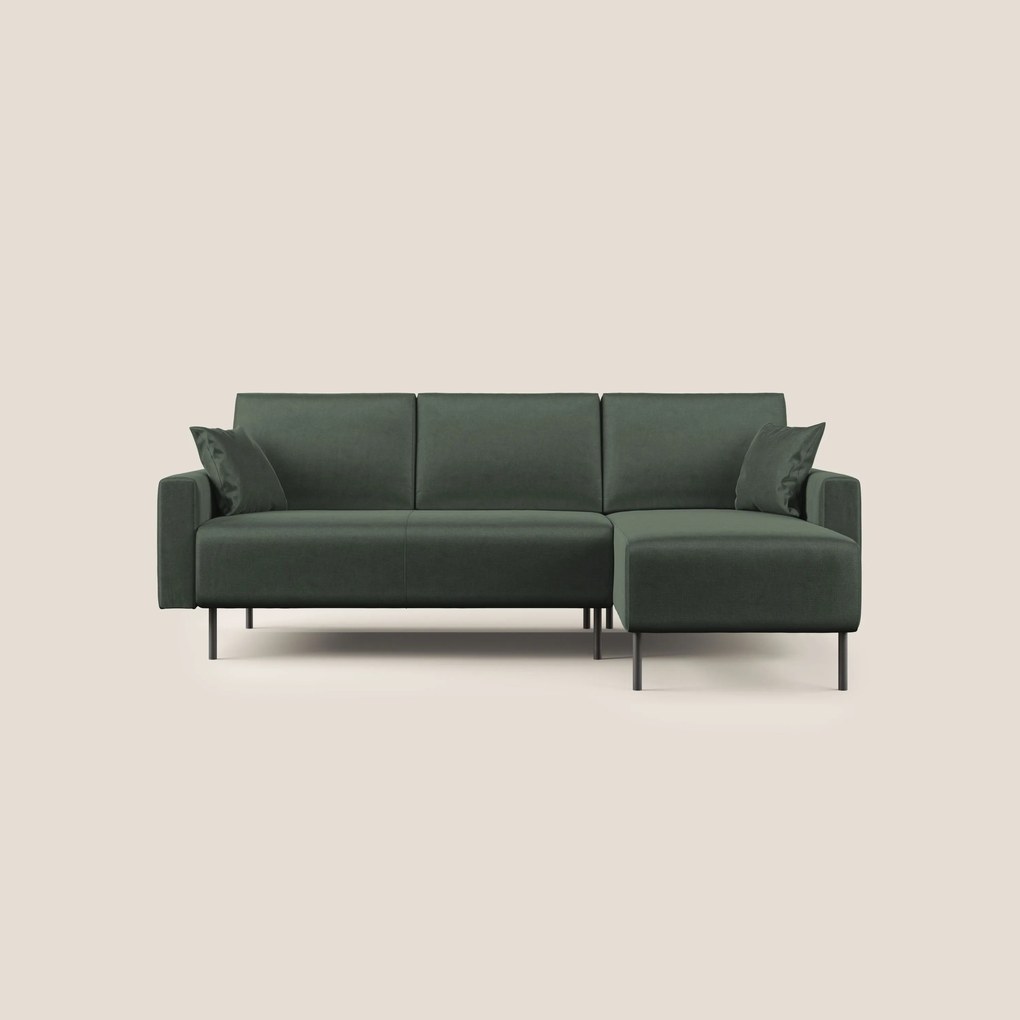 Arthur divano moderno angolare in velluto morbido impermeabile T01 verde