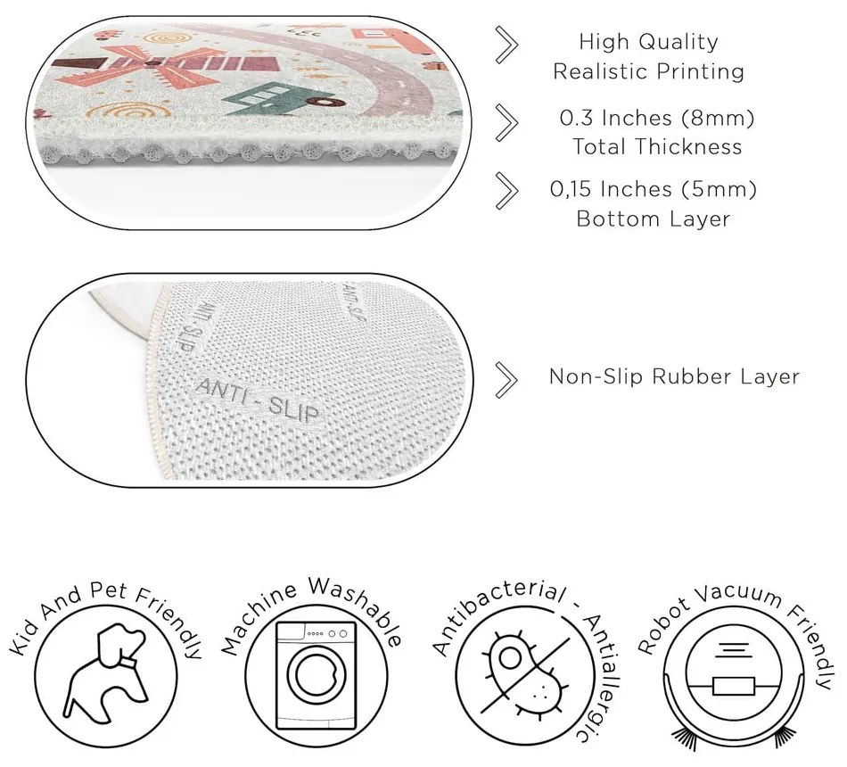 Tappeto da gioco per bambini lavabile ø100 cm Furry World – Mila Home