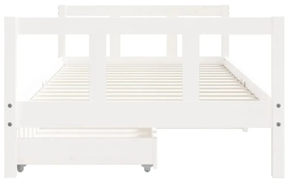 Giroletto bambini con cassetti bianco 90x190 cm massello pino