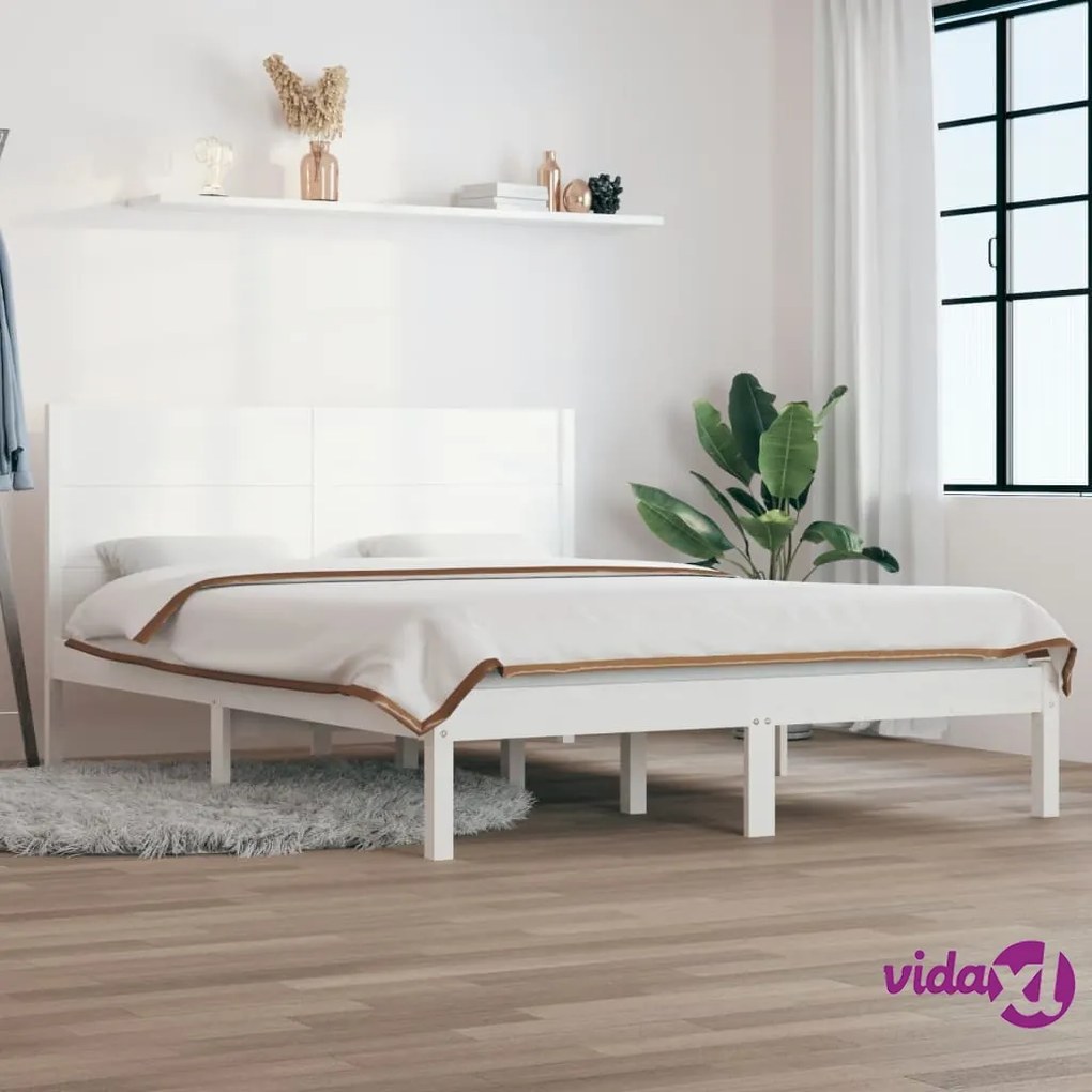 vidaXL Giroletto Bianco in Legno Massello 120x190 cm Small Double