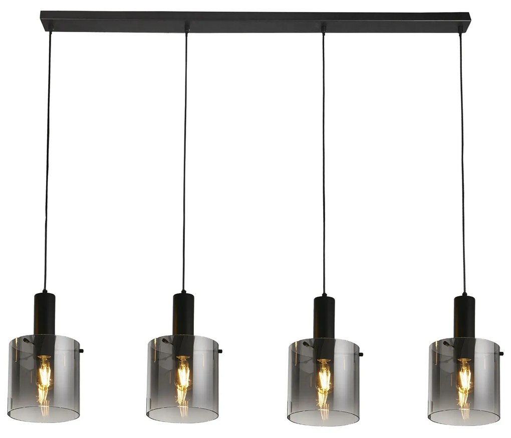 Lampadario Contemporaneo Svezia Acciaio Nero Vetro 4 Luci E27