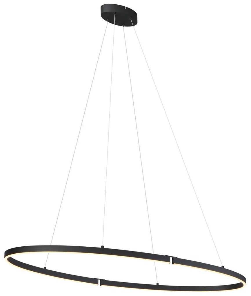 Lampada a sospensione di design nera ovale 120 cm con LED dimmerabile a 3 livelli - Ovallo