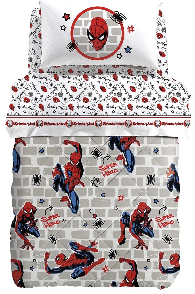 Trapunta in Cotone Spider-man Wall Singolo Marvel Ragazzo CA