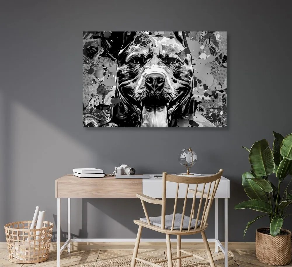 Quadro su tela – Illustrazione di cane in bianco e nero