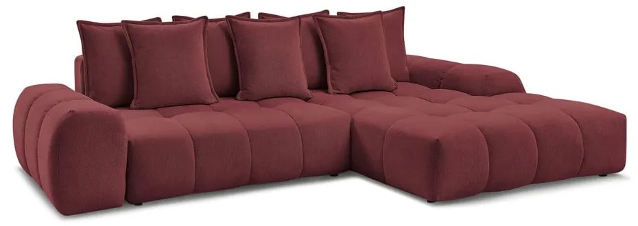 Divano angolare burgundy allungabile e con contenitore (penisola a destra/chaise lounge) con rivestimento in ciniglia Everest – Bobochic Paris