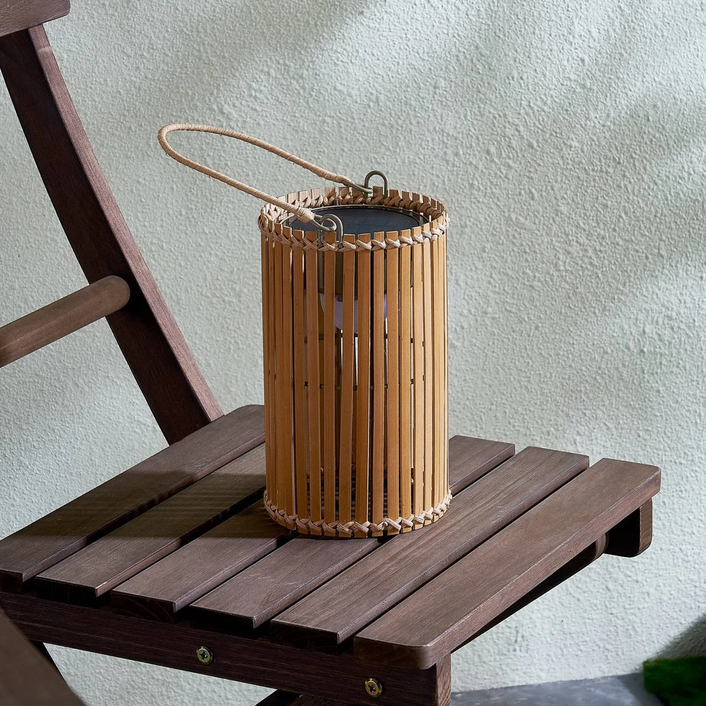 Lindby Lampada da tavolo LED Amaria, bambù, Ø 12 cm Amaria Lindby, dimmerabile, Legno chiaro, bambù, Campagna / Rustiche
