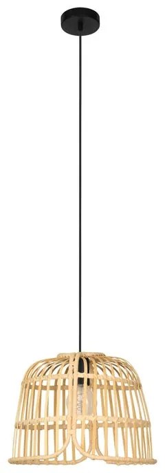 Lampadario Natura Glyneath nero paralume marrone E27 Ø37.5cm EGLO