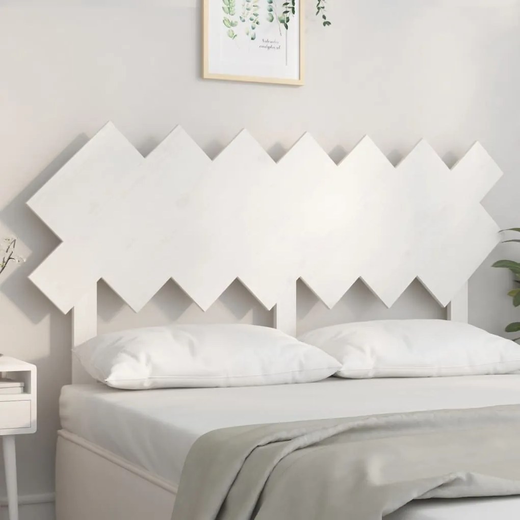 Testiera Per Letto Bianca 151,5x3x81 Cm Legno Massello Di Pino /