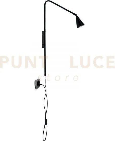 Applique a parete enea nera 1 luce attacco gu10 37,7x9x69,5cm in me...
