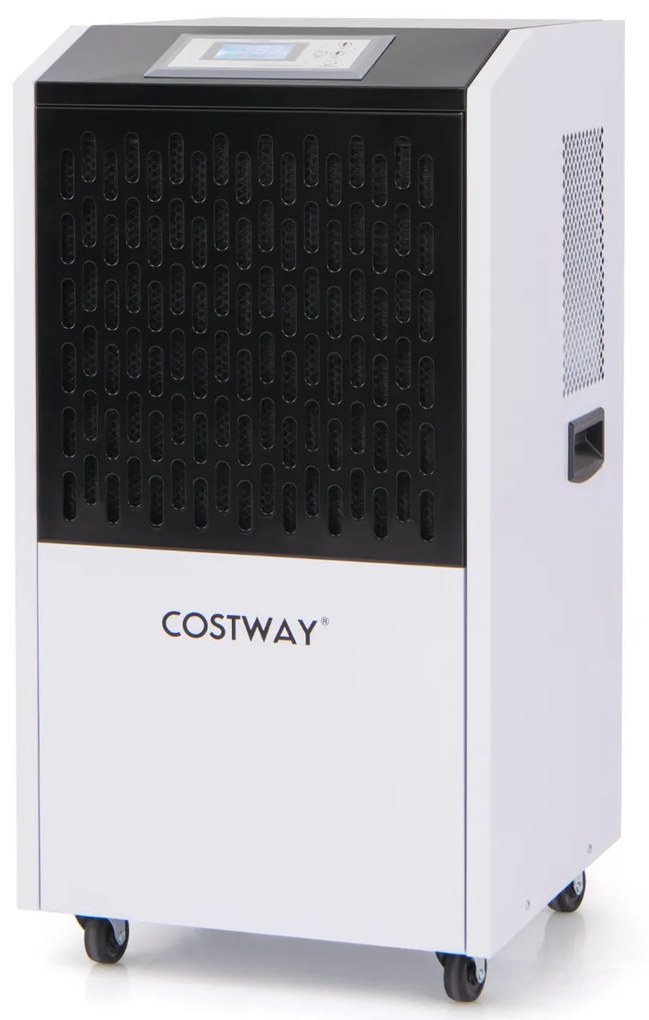Costway Deumidificatore commerciale 118L con tubo di scarico, Deumidificatore per impieghi gravosi per spazi fino a 790㎡ Bianco