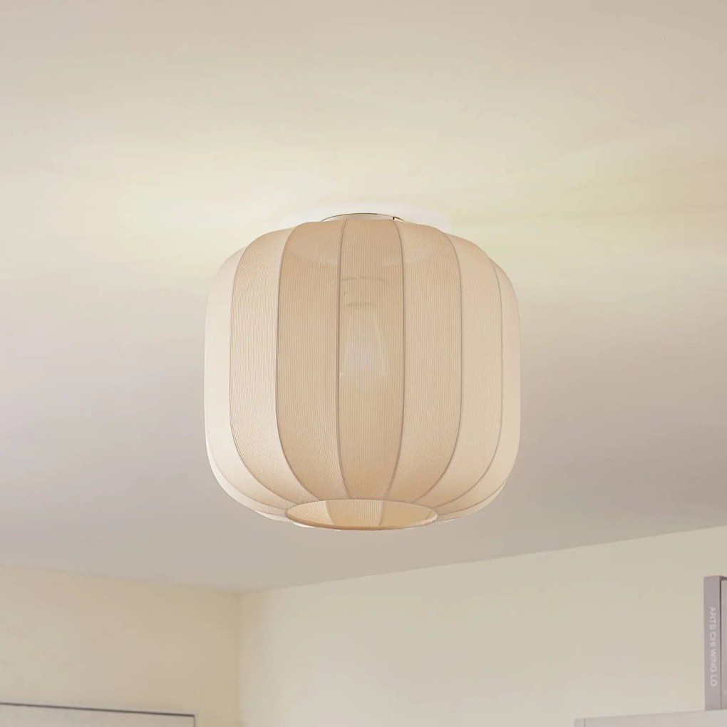 Plafoniera soffitto Helin Lindby, dimmerabile, Crema / Ambra, Soggiorno / Sala da pranzo, Tessuto / Stoffa / Seta, Scandinavo, Plafoniera