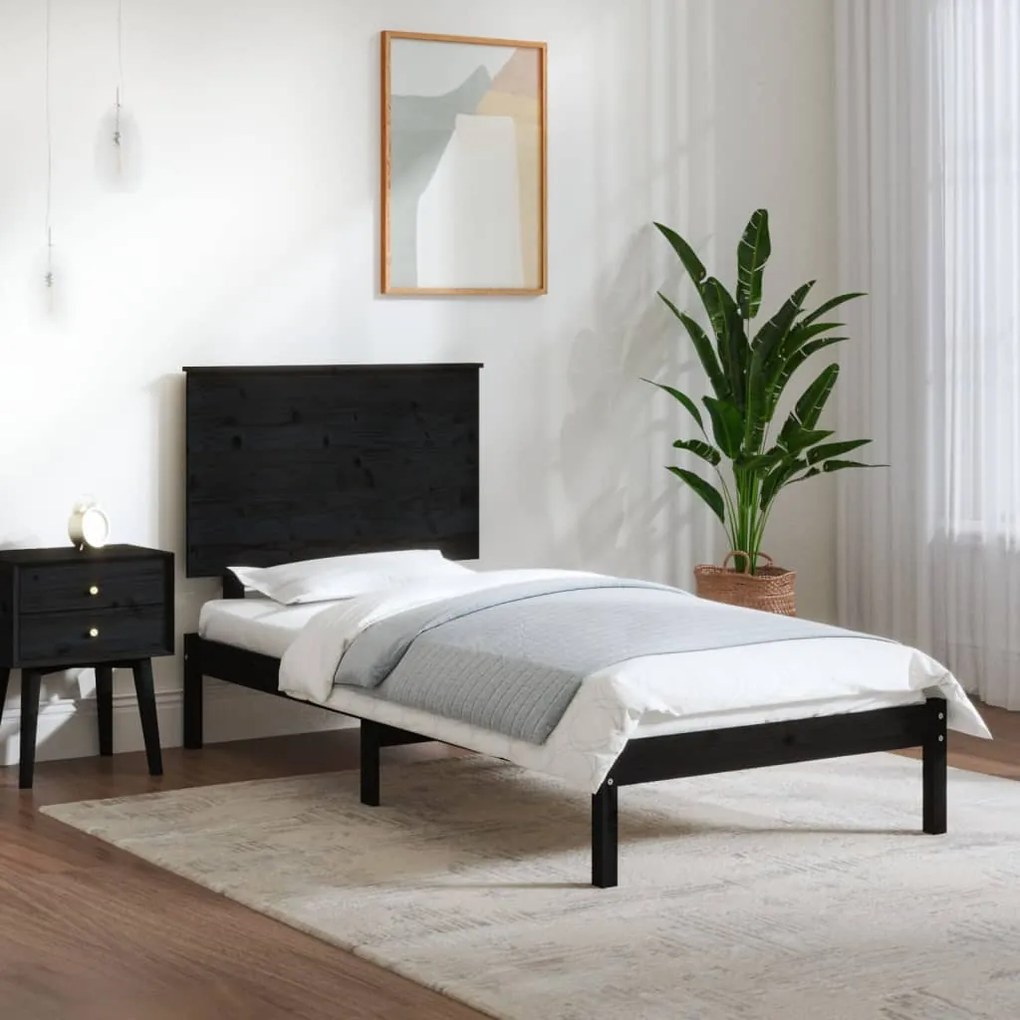 Giroletto İn Legno Massello Nero 75x190 Cm Small Single /