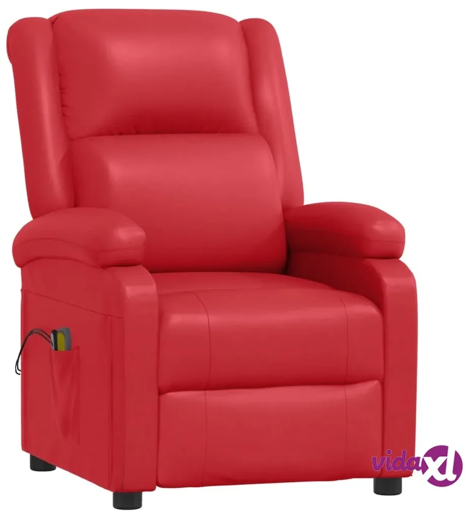 vidaXL Poltrona Massaggio Elettrica Rosso Similpelle