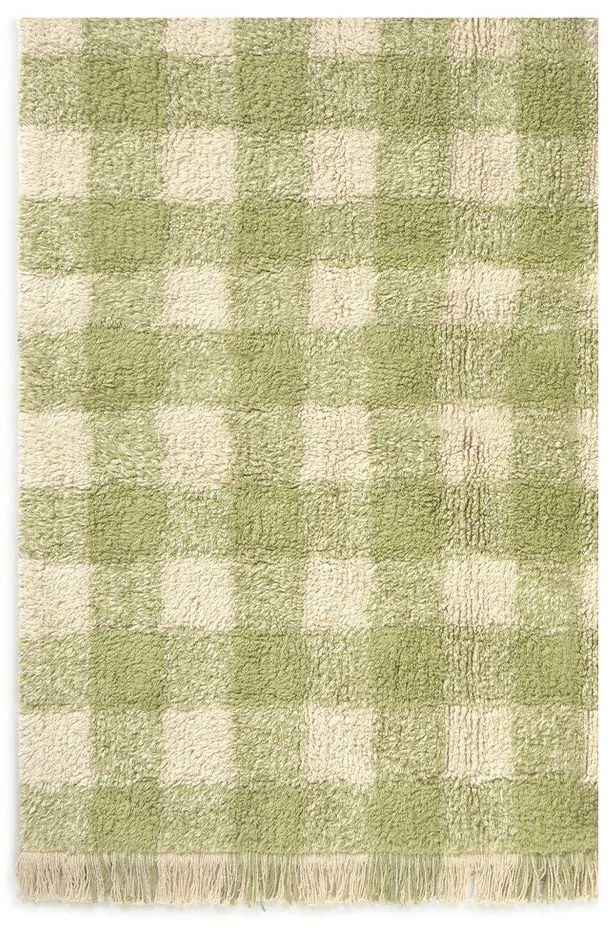 Tappeto per bambini verde in cotone lavabile/tessuto a mano 90x120 cm Vichy – Lorena Canals