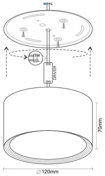 Faretto LED LED/14W/230V 4000K diametro 12 cm nero