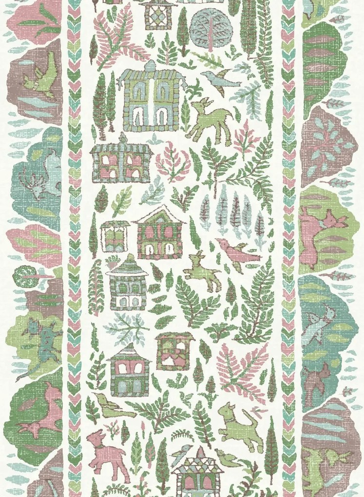 Lewis & Wood Carta da parati Ravi Ribbon - Pistachio Rose